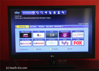 menu Interface example, in televisions